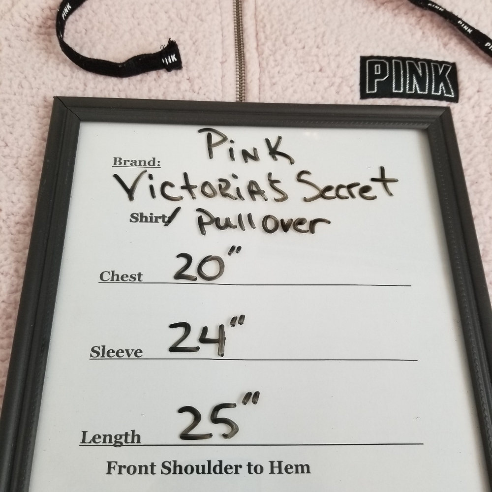 PINK Victoria's Secret Sherpa Fleece 1/4 Zip Hoodie Pullover XS Pink - Picture 7 of 7